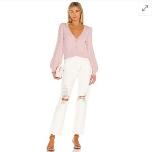 Lovers + Friends Pale Pink V-Neck Button Cardigan